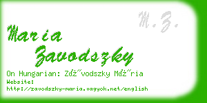 maria zavodszky business card